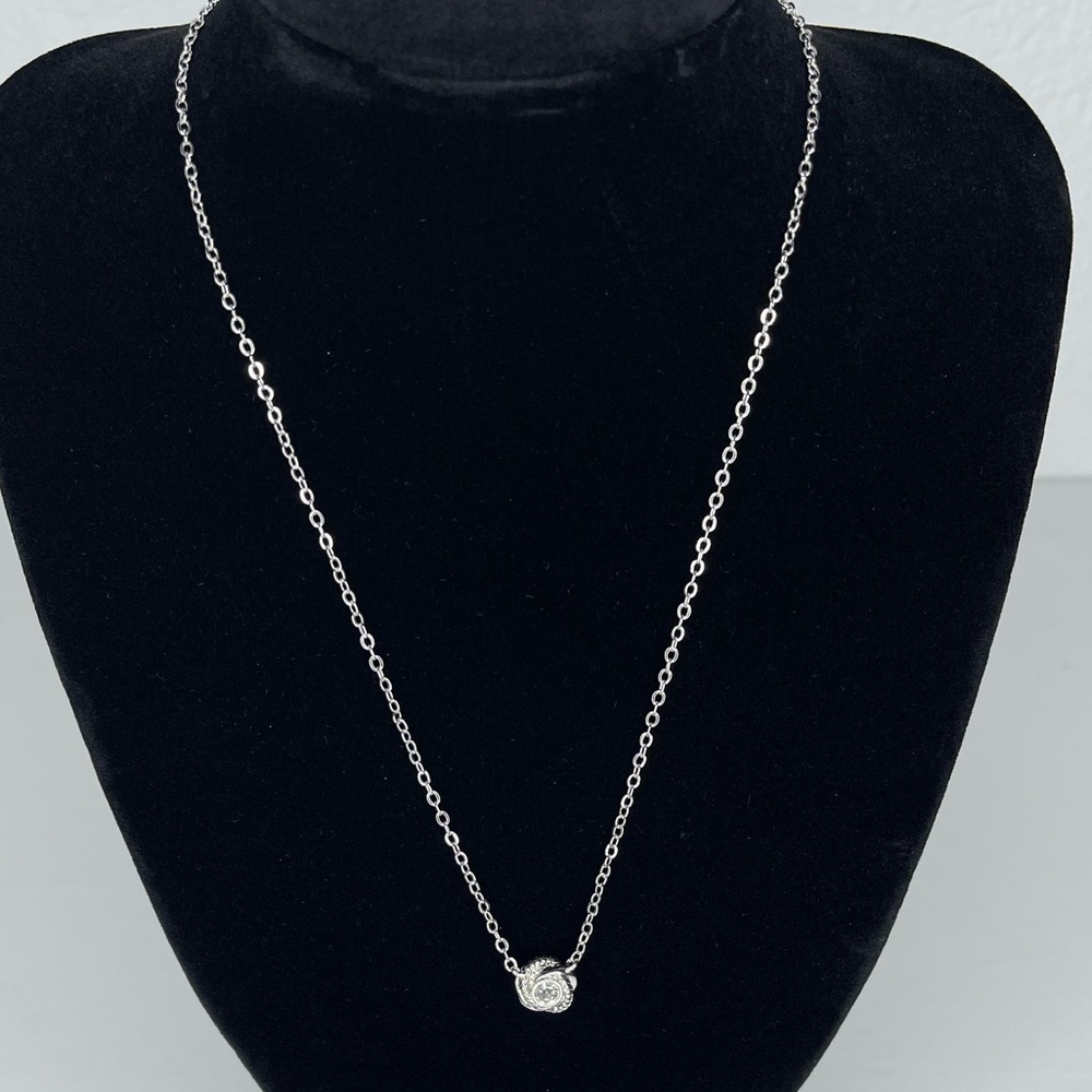Kate Spade Infinity and Beyond Silver Tone Rhinestone Knot Pendant Necklace - Picture 5 of 12